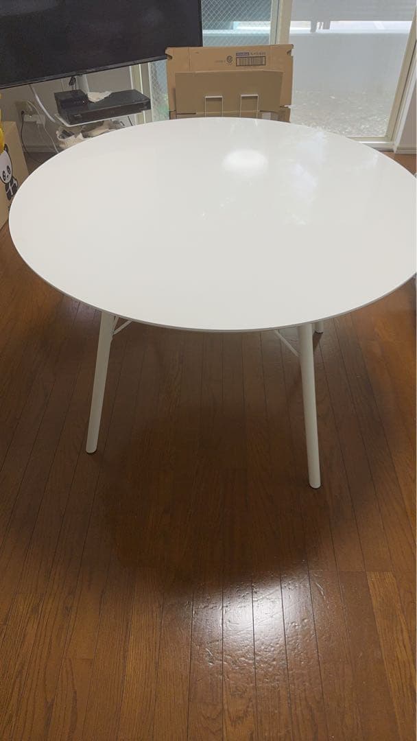 円形ダイニングテーブル ホワイト 105cm