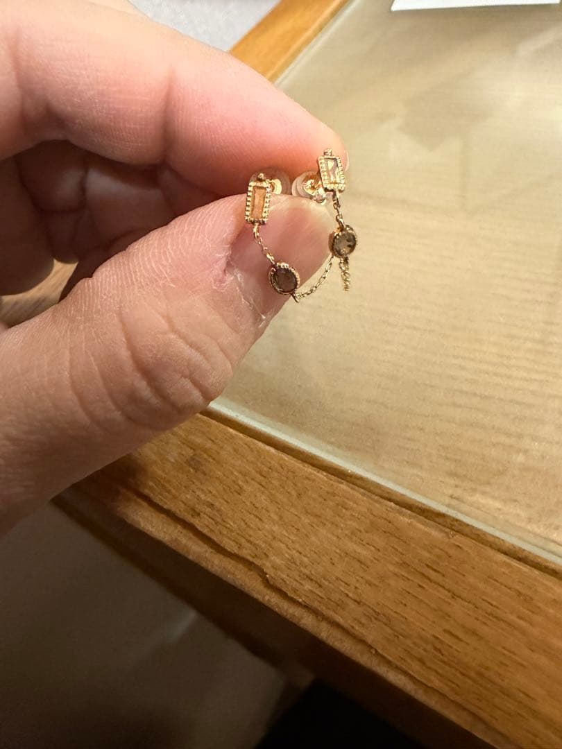 【新品】キュイキュイcuicuiシトリンスモーキークォーツ ピアス K10YG