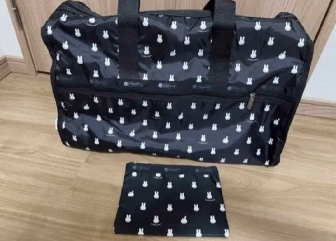 新品 レスポートサック　ミッフィーアンドダーンブラック ボストンバッグ