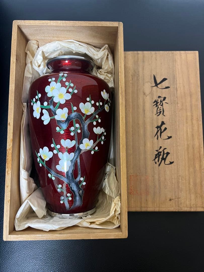 七宝花瓶(七寳花瓶)木箱付き