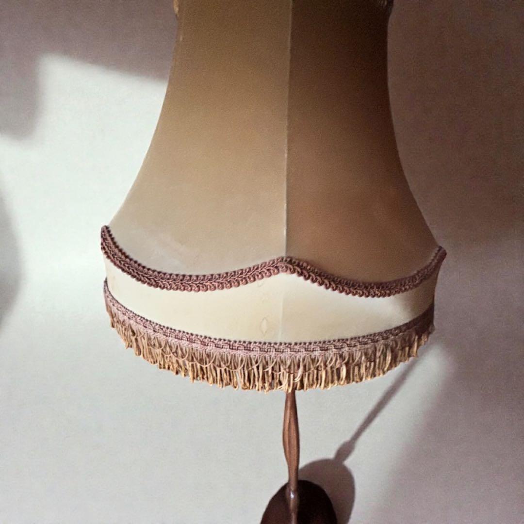 木製フロアランプ 布シェード 高さ160cm 大型照明 アンティーク　レトロ