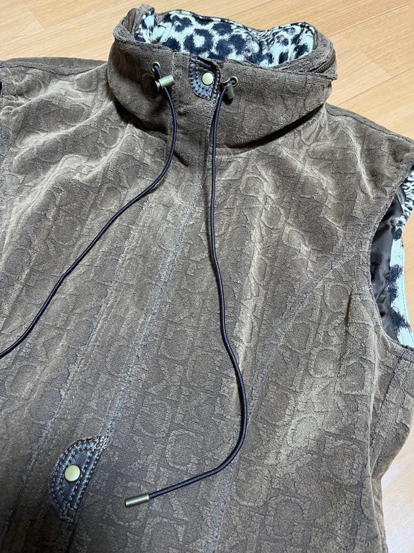 未使用　伊太利屋GKITALIYA ベストジャケット　茶×レオパード柄　おしゃれ