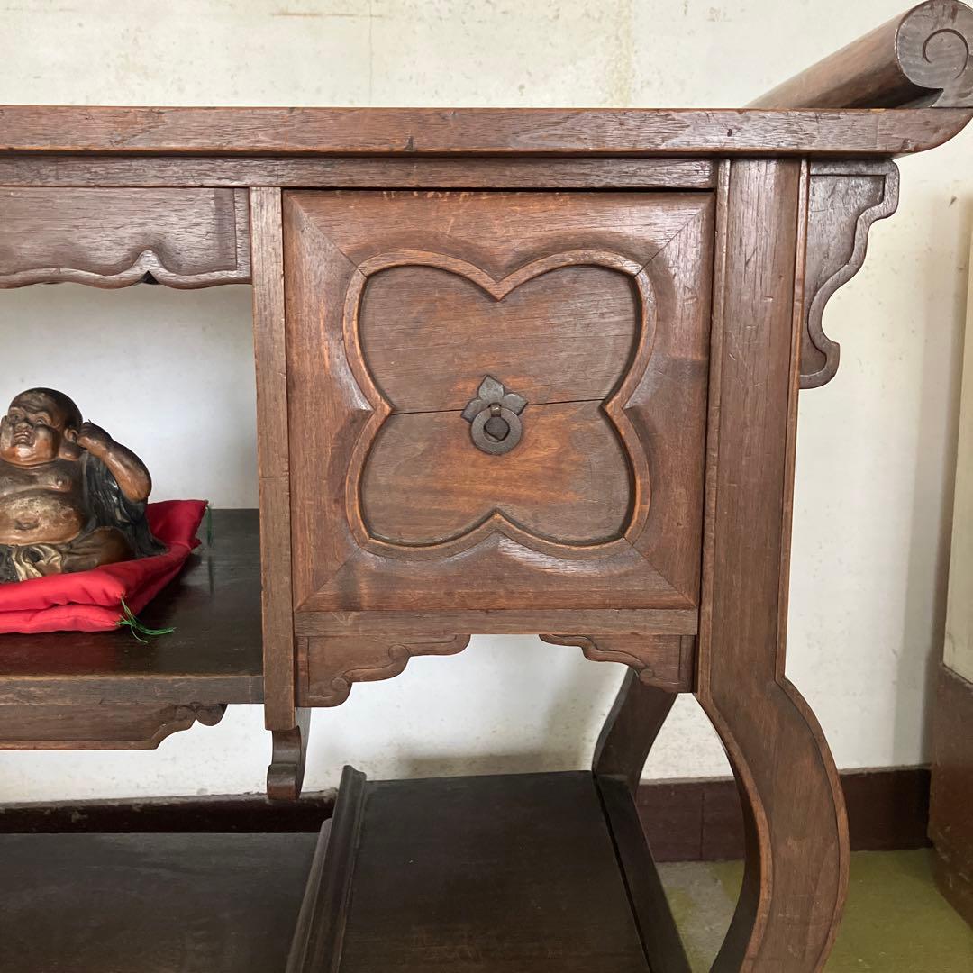 茶箪笥　飾り棚　茶棚　花台　昭和レトロ　猫脚　和風アンティーク　違い棚　煎茶棚