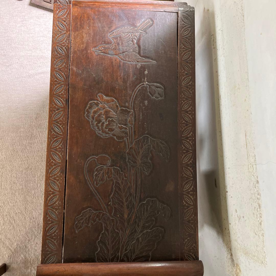 茶箪笥　飾り棚　茶棚　花台　昭和レトロ　猫脚　和風アンティーク　違い棚　煎茶棚