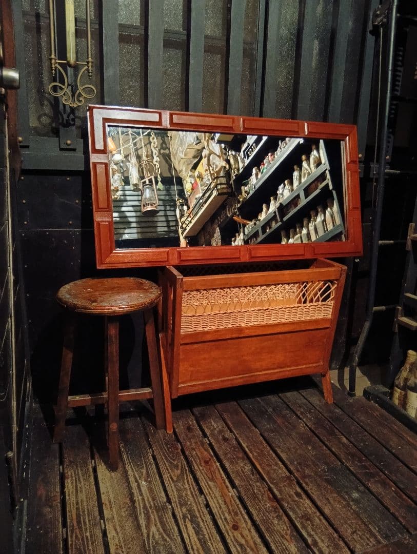 1960's　デンマーク　チーク　無垢材　ブロック　デザイン　ウォール　ミラー