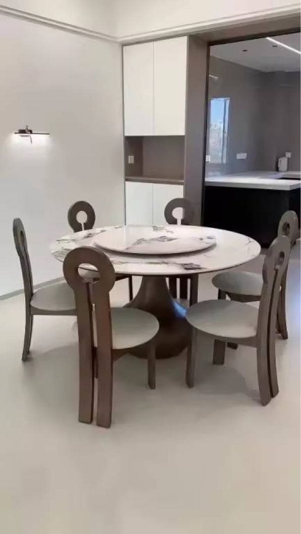 ダイニングセットテーブル120cm＋チェア4脚&ターンテーブル