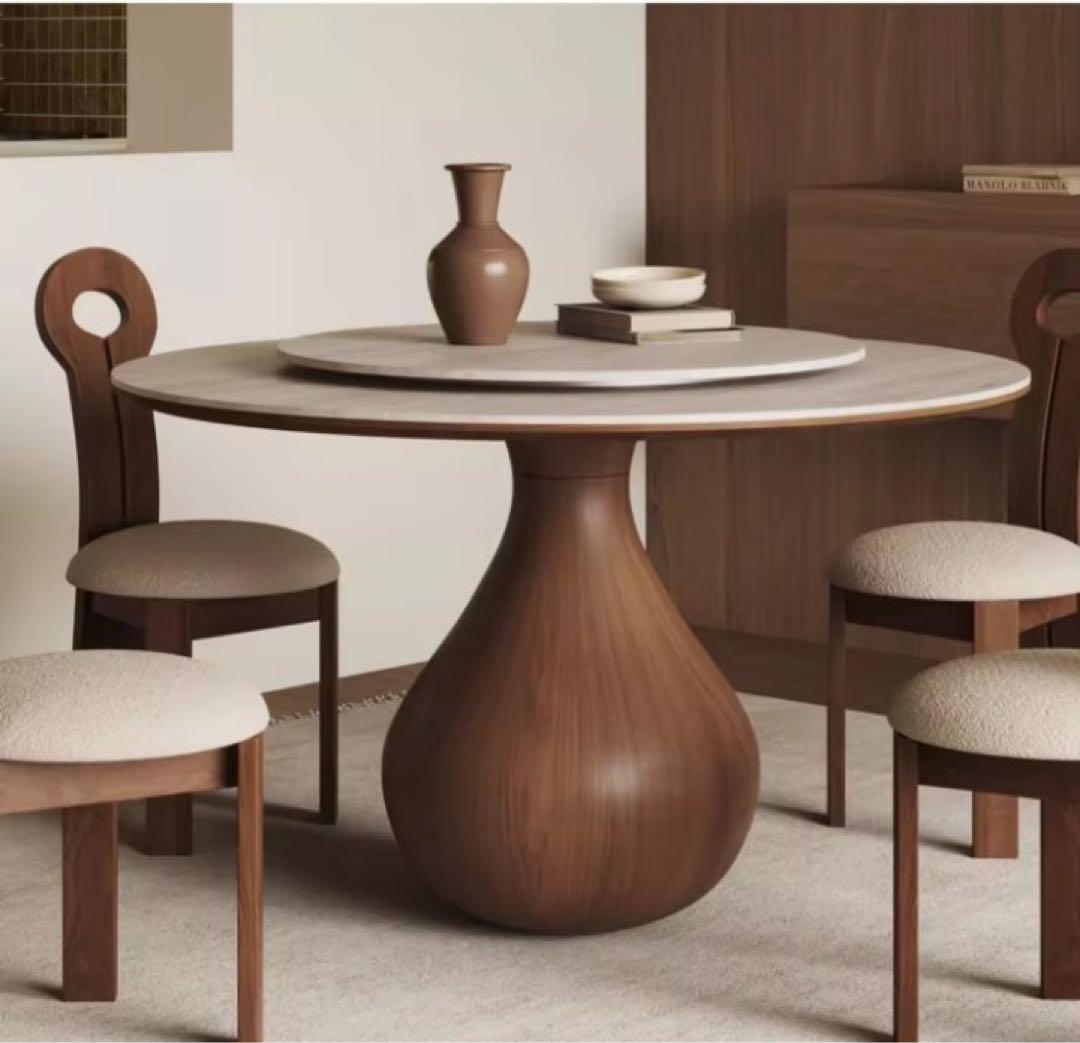 ダイニングセットテーブル120cm＋チェア4脚&ターンテーブル