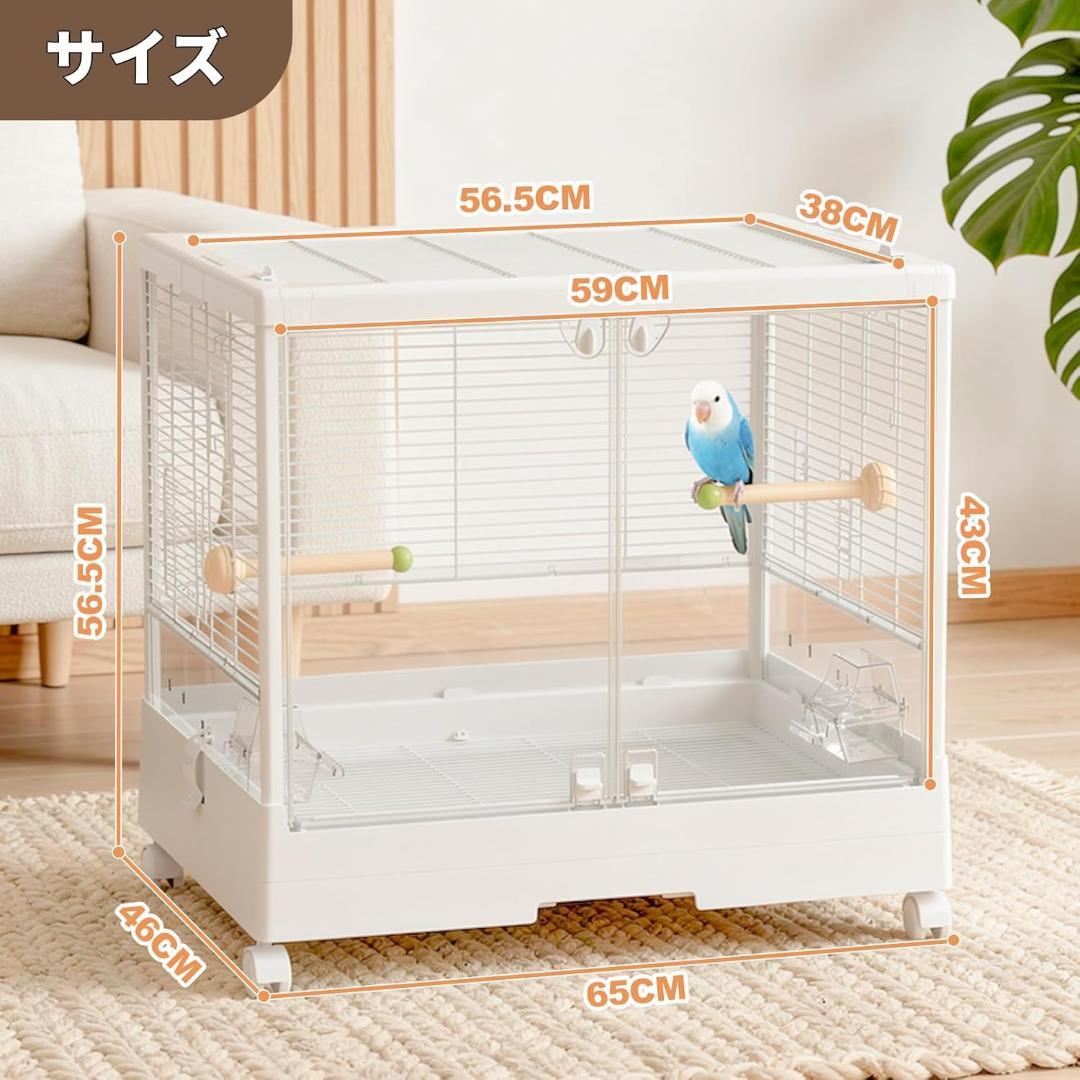 Ruexue 鳥かご 大型 バードケージ 65cm幅 ホワイト