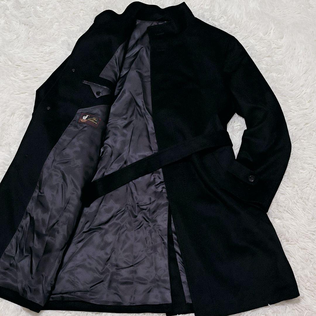 ピュアカシミヤ100% ステンカラーコート ベルト付 ロングコート