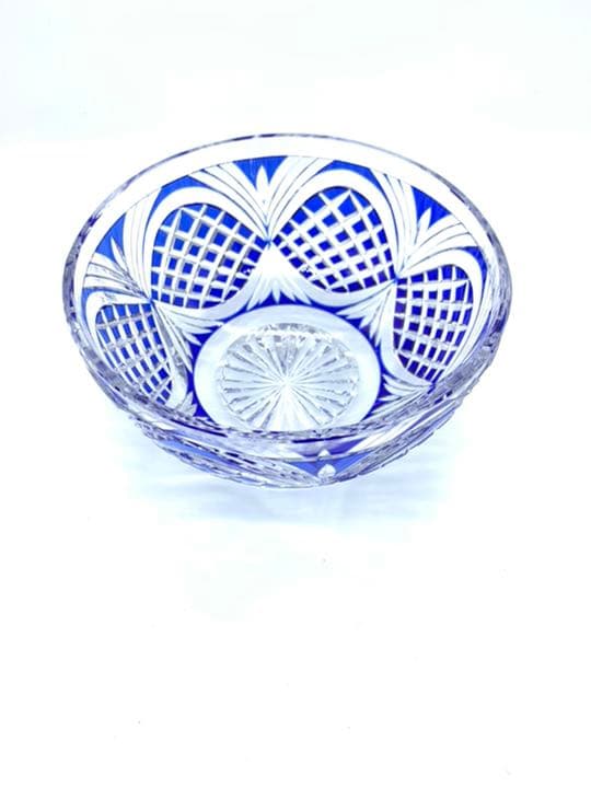 薩摩切子　松笠文　大鉢　新品未使用　共箱付き