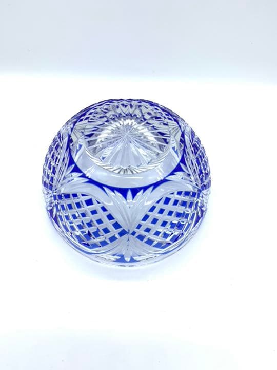 薩摩切子　松笠文　大鉢　新品未使用　共箱付き