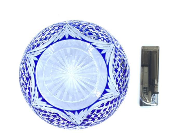 薩摩切子　松笠文　大鉢　新品未使用　共箱付き