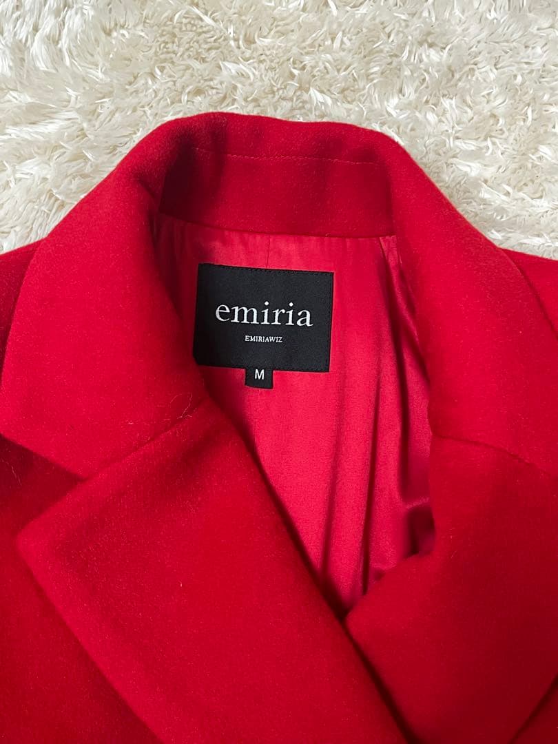 エミリアウィズ　チェスターコート　ウール　ベルト　赤　レッド　ロング　秋冬