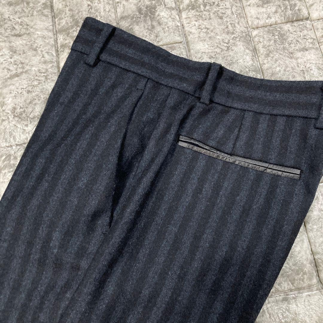 EPOCA パンツスーツ　セットアップ　レザーコンビ　ストライプ