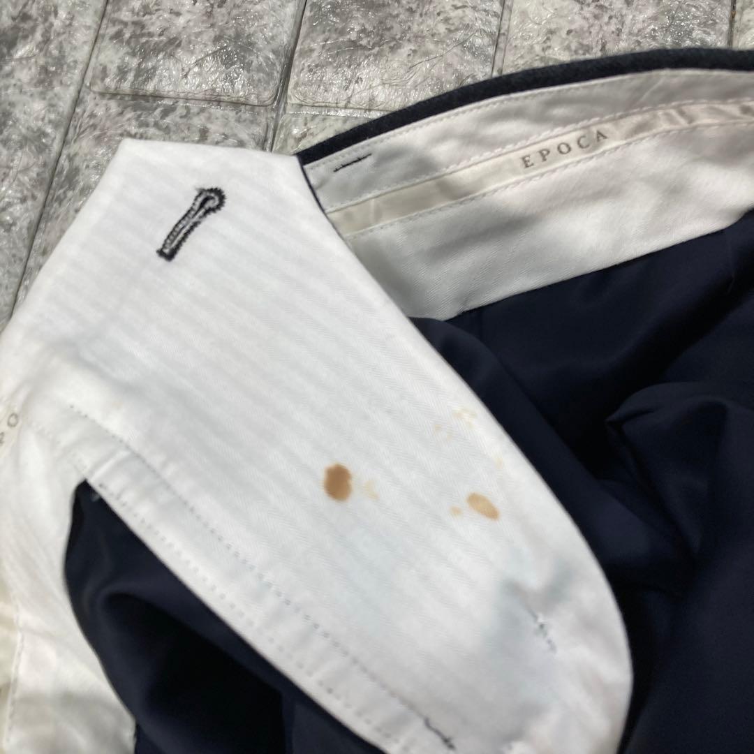 EPOCA パンツスーツ　セットアップ　レザーコンビ　ストライプ