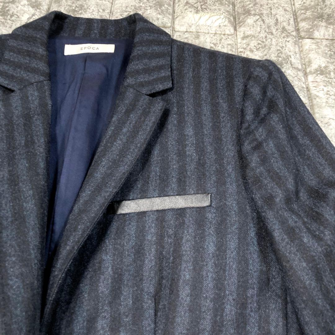 EPOCA パンツスーツ　セットアップ　レザーコンビ　ストライプ