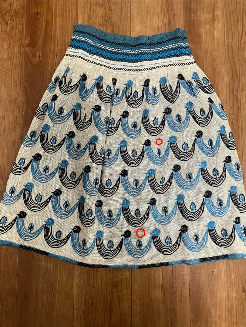 mina perhonen 刺繍スカート サイズ38 twitter 送料込 鳥