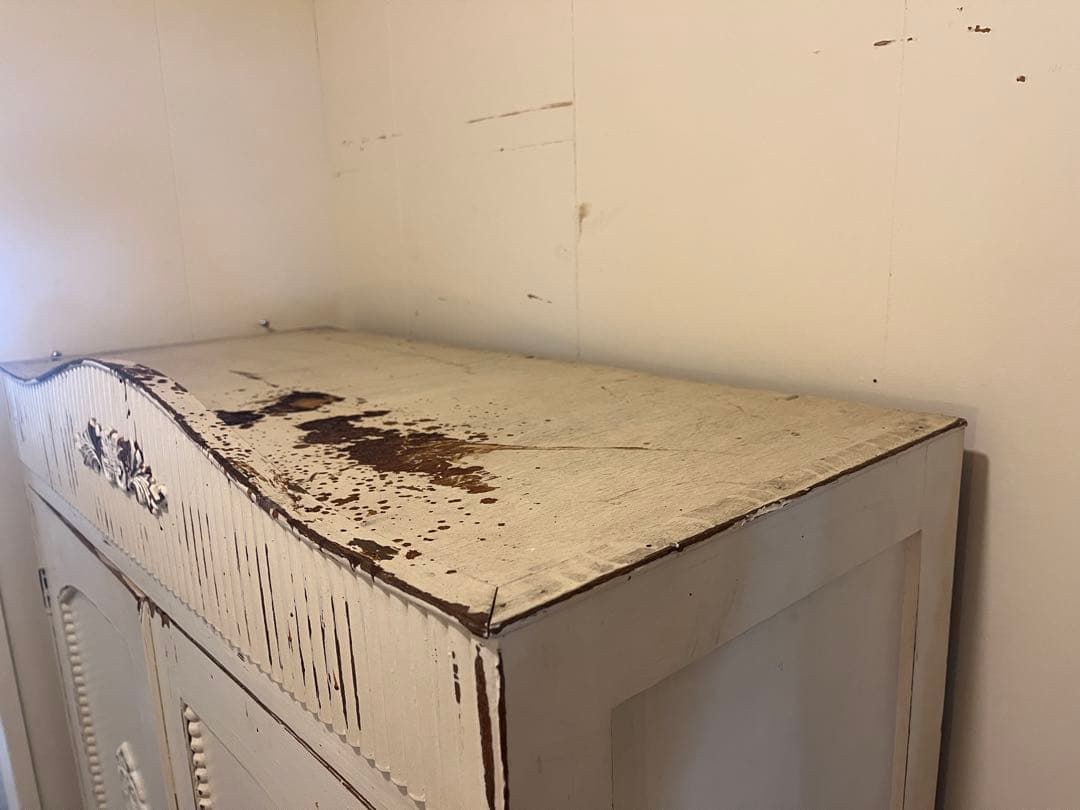 SALE◼︎古いホワイトペイントキャビネット白アンティークヴィンテージシャビー