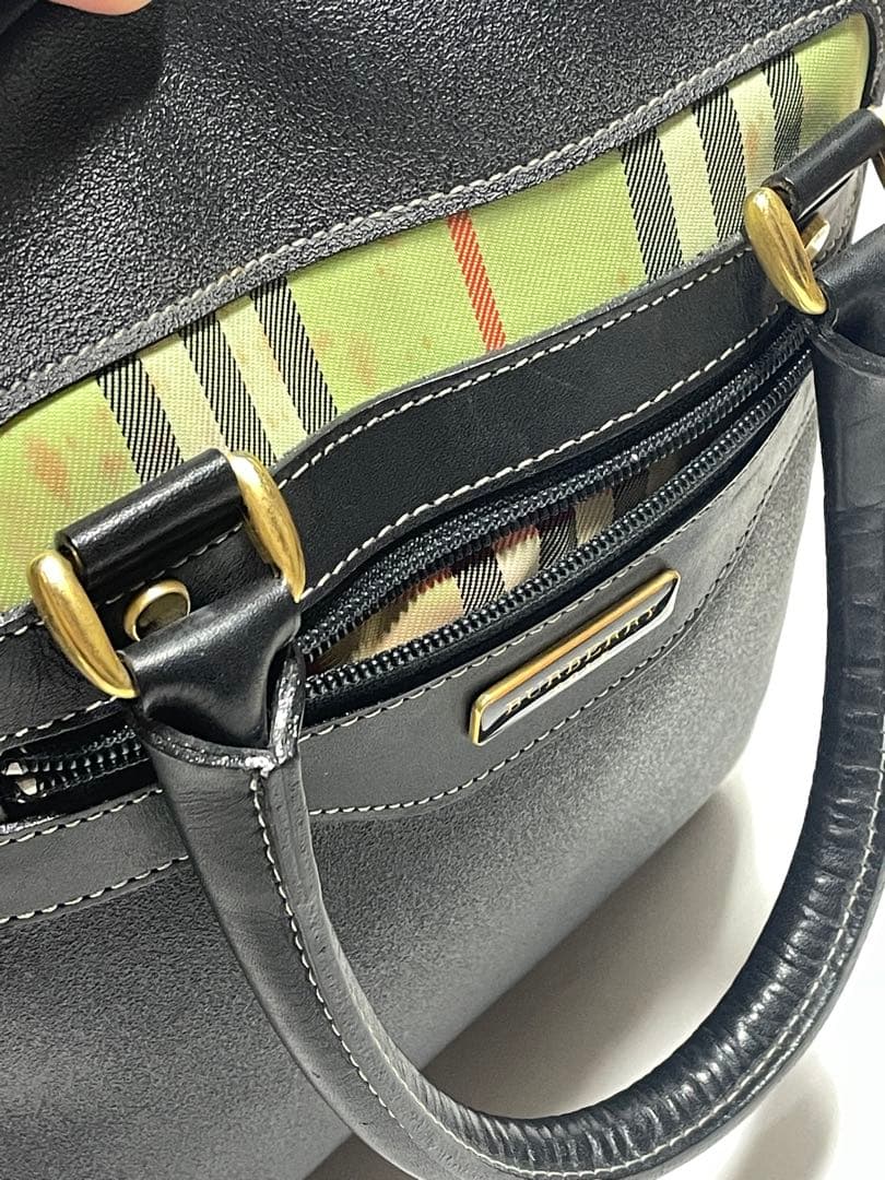 AA51■ほぼ未使用 BURBERRY GOLF バッグ レザー ノバチェック