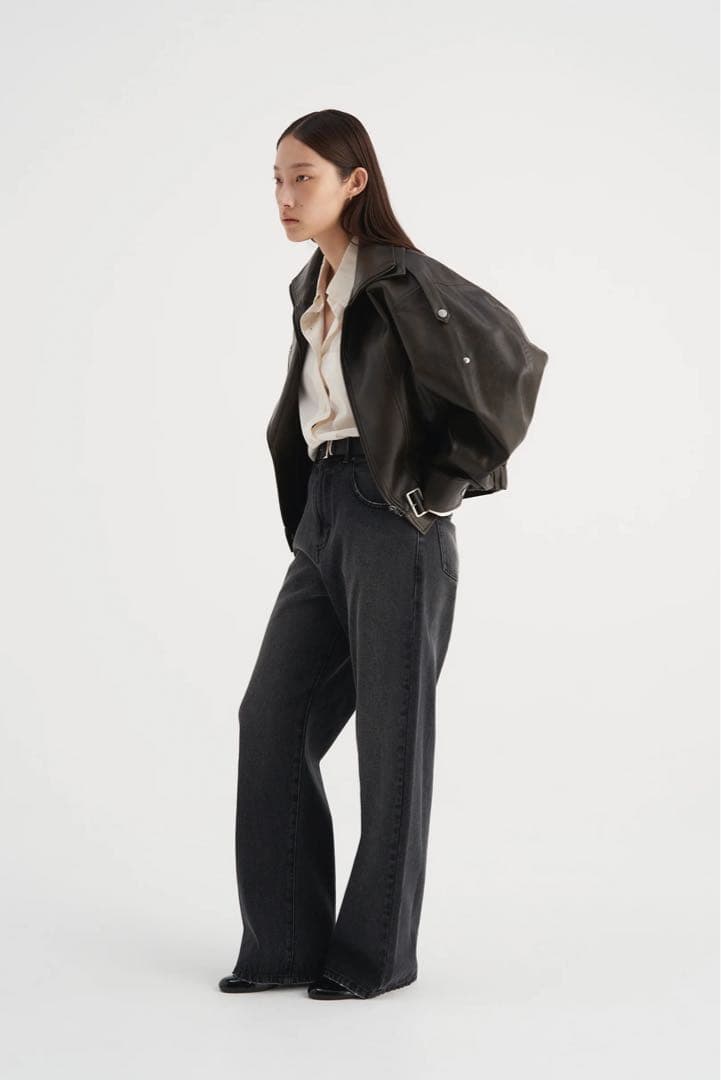 定価以下Venica Carven スタンドカラーレザーブルゾン　ブラウン