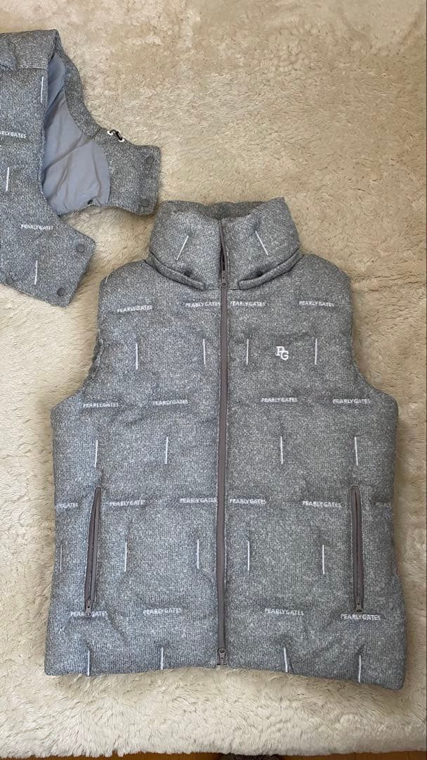 PEARLY GATES グレー ダウンベスト サイズ2 フード付き　取り外し可