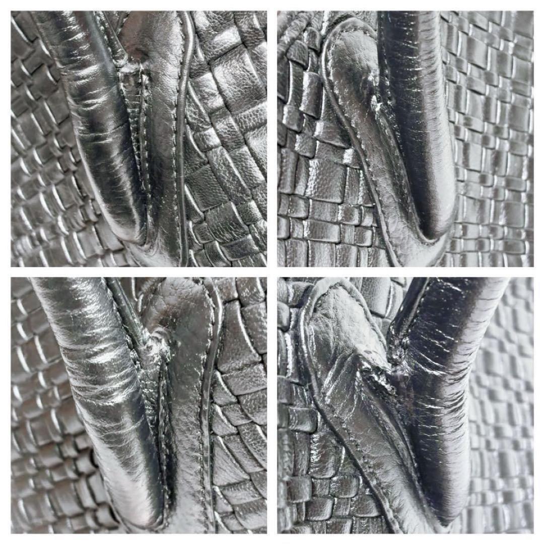 【ピー・アイ・ディー】 トートバッグ レザー 黒 通勤 イントレチャート 黒