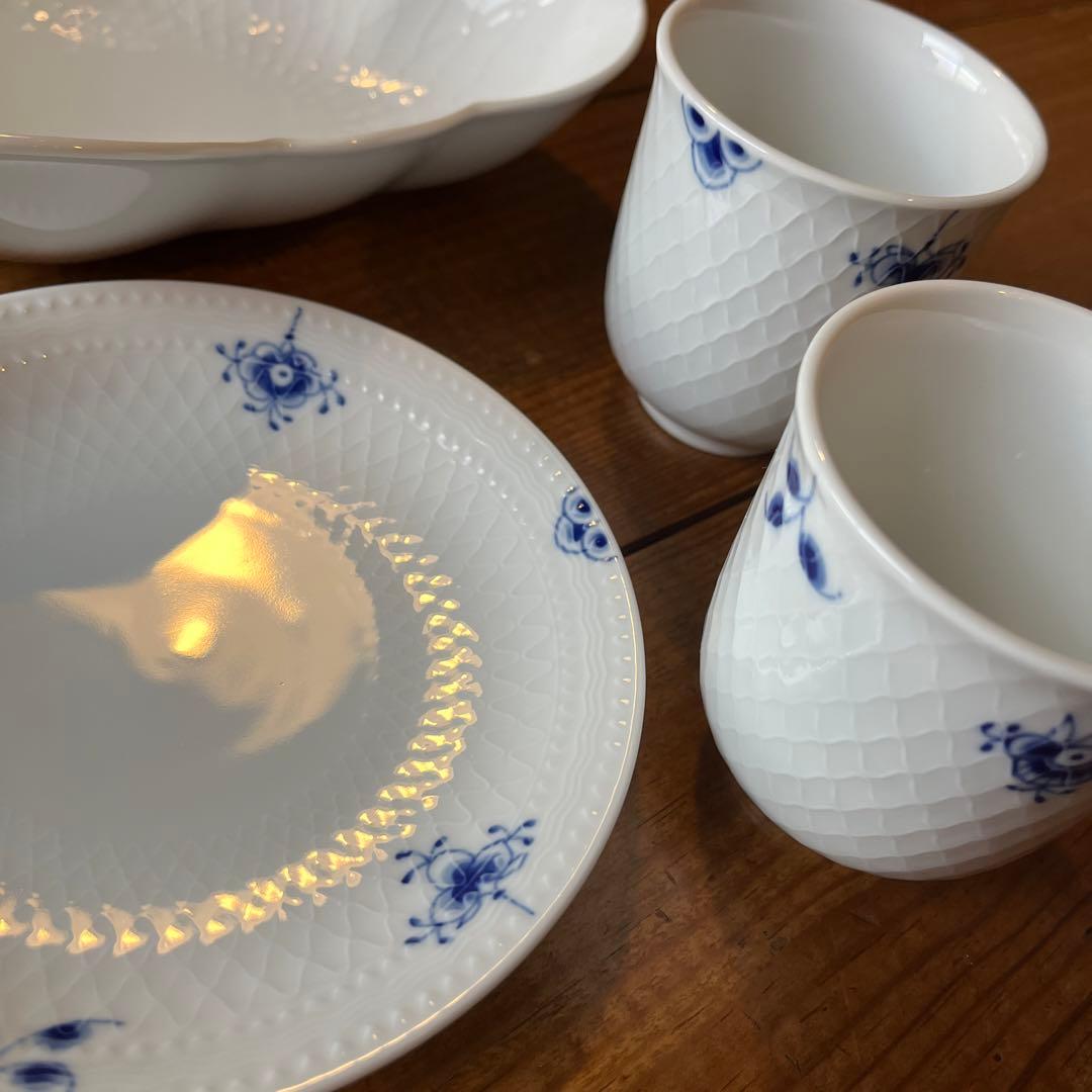 ロイヤルコペンハーゲン★ブルーパルメッテ★ホワイトパルメッテ★5点セット★湯呑み