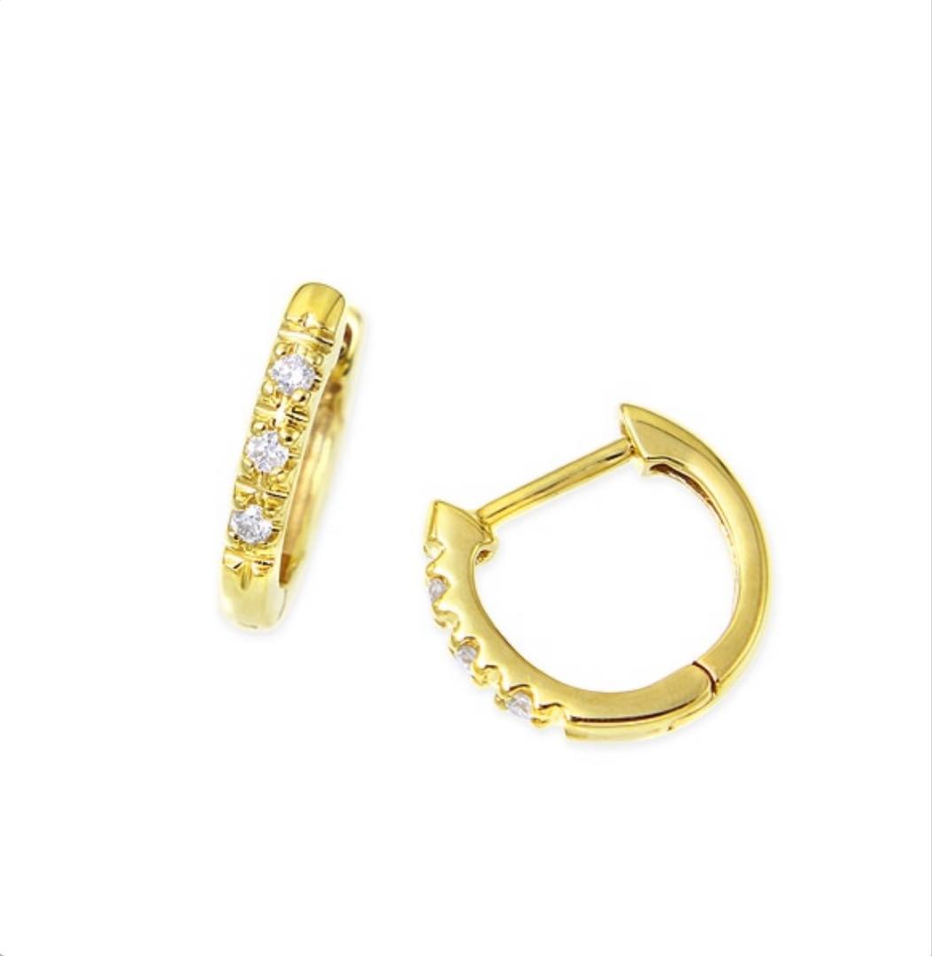 ツツミ❤︎イエローゴールドダイヤモンドフープピアス　K10