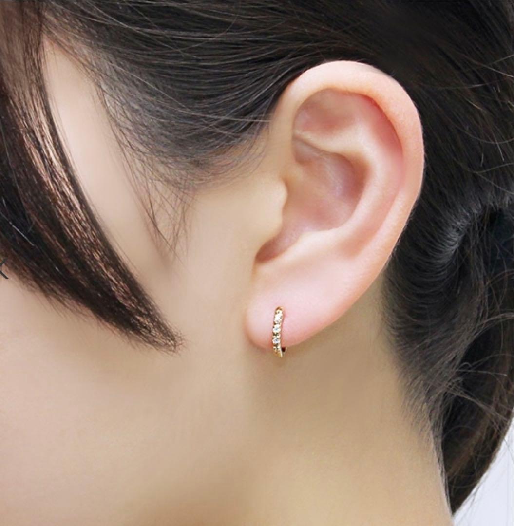 ツツミ❤︎イエローゴールドダイヤモンドフープピアス　K10