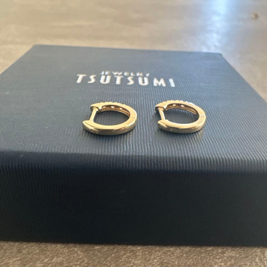 ツツミ❤︎イエローゴールドダイヤモンドフープピアス　K10