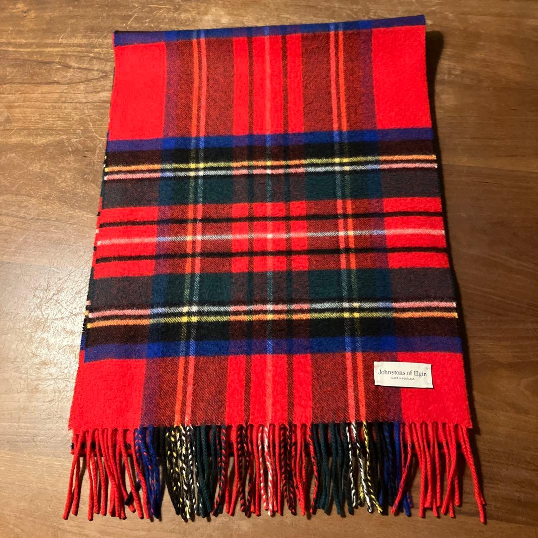 ジョンストンズ　中判　カシミヤマフラー　ロイヤルスチュワート