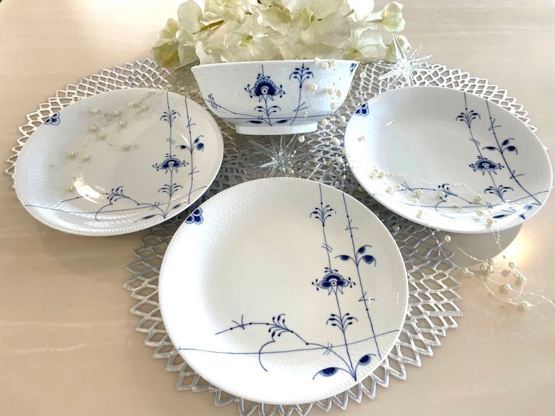 ロイヤルコペンハーゲン ブルーパルメッテ プレート ボウル 4点セット