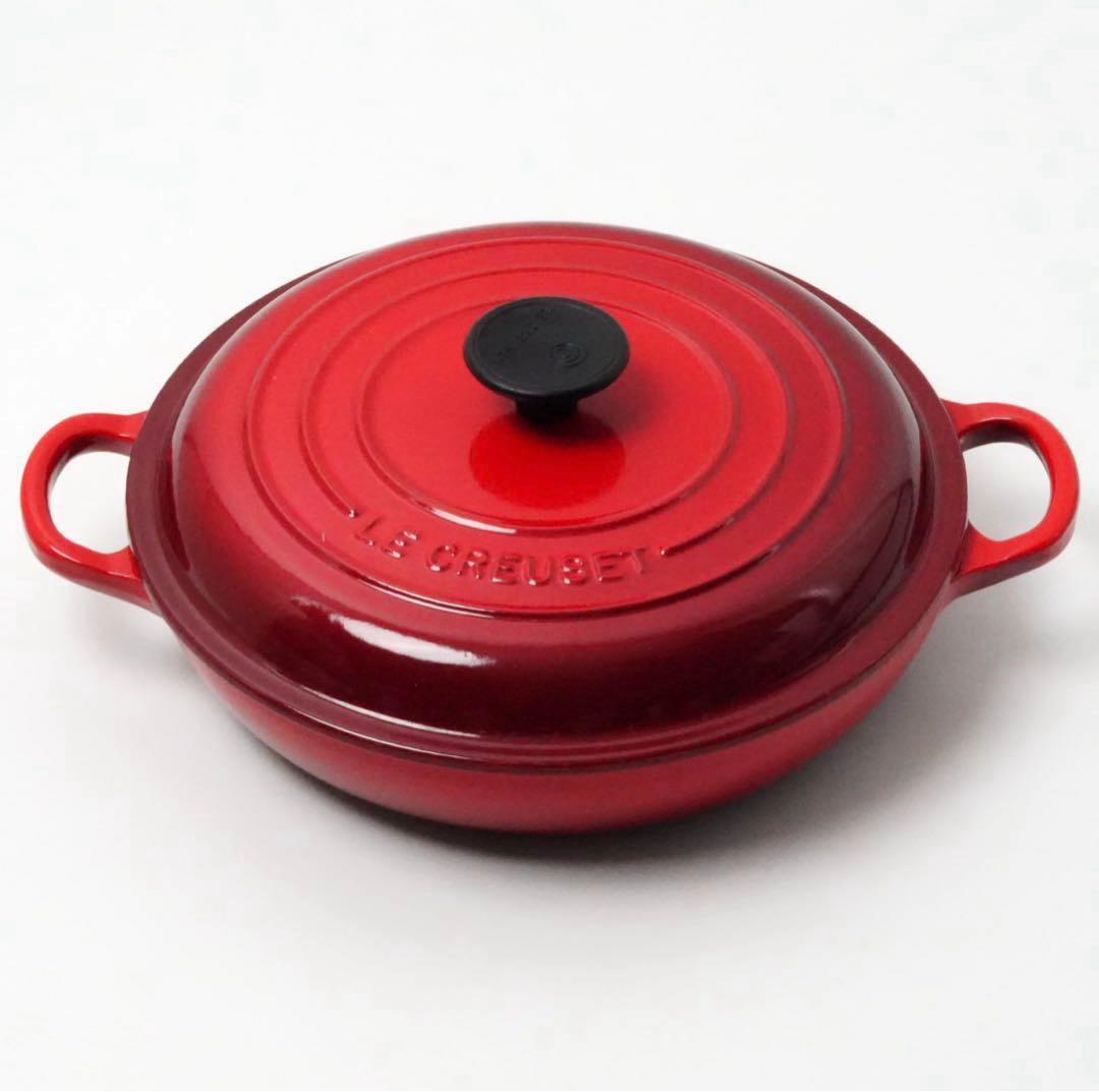 【美品】LE CREUSET　ビュッフェキャセロール　チェリーレッド　22cm