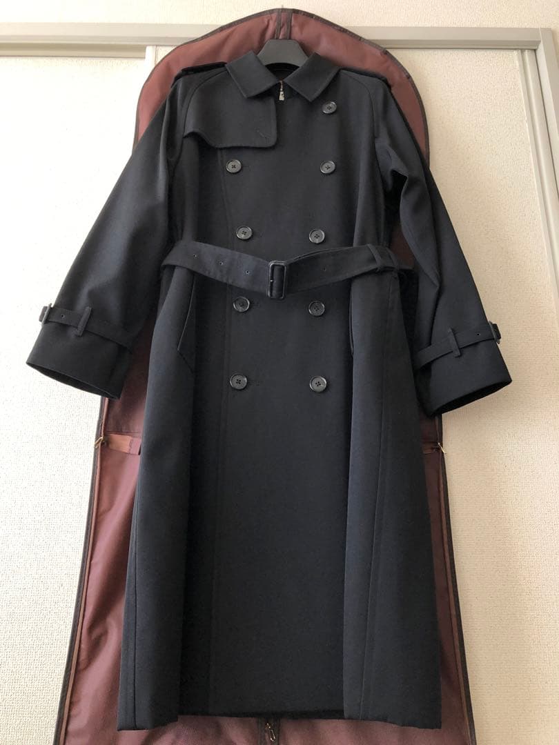 専用❣️高級仕様ユナイテッドアローズト レンチコート黒ウールLステンカラーコート