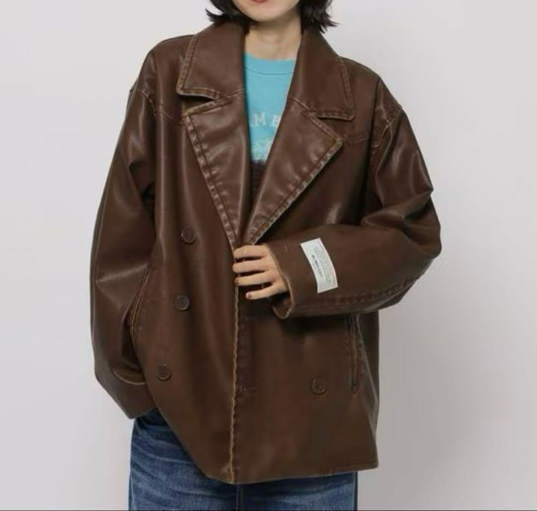 nikoand… フェイクレザーフェードジャケット　ブラウン