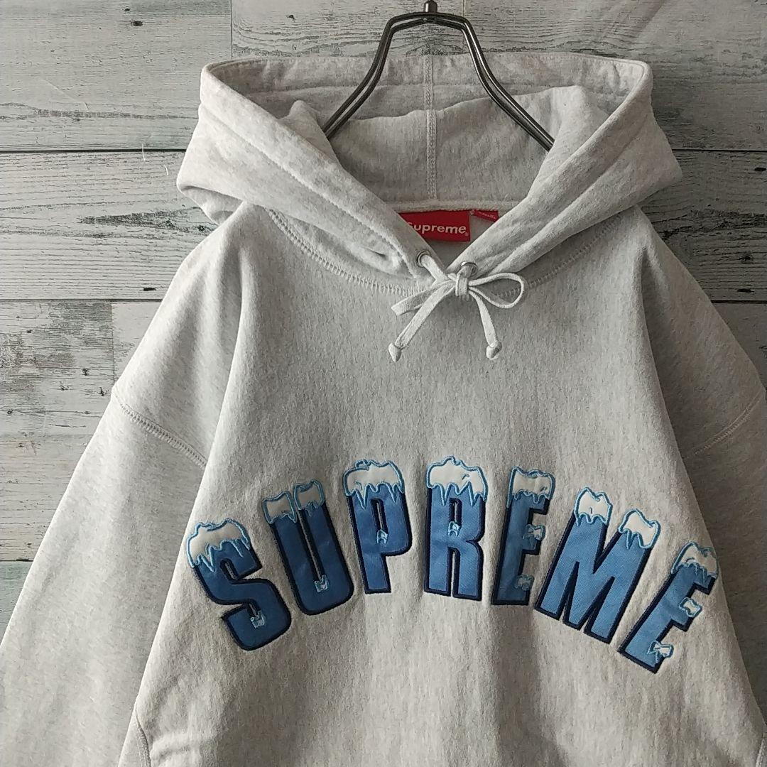 超人気デザイン☆シュプリーム 刺繍アイスロゴ アーチロゴ パーカー XL相当