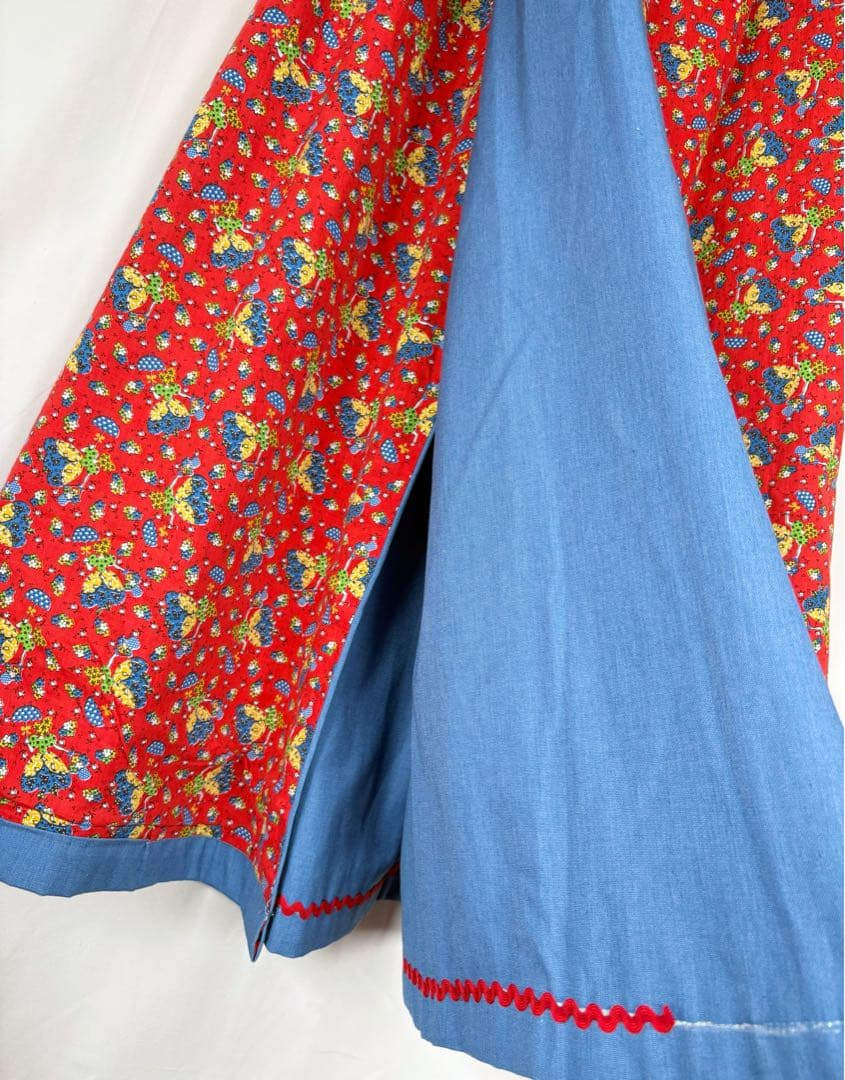 70s vintage パッチワーク アップリケキルト ラップ スカート