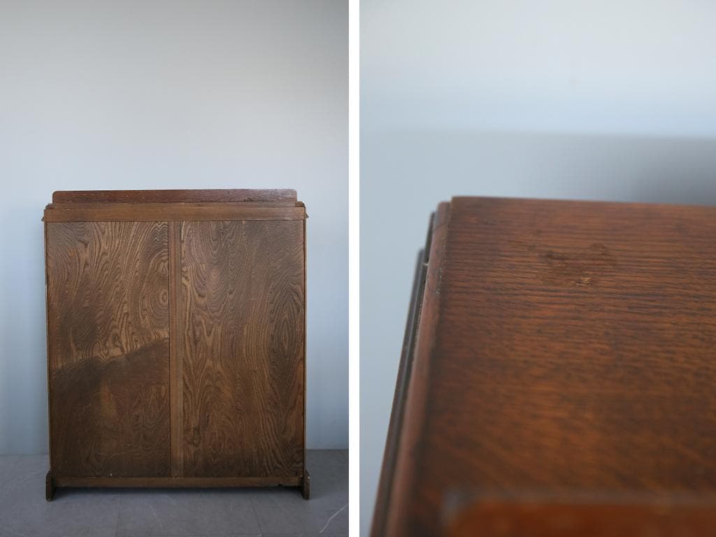 英国アンティーク木製ブックケースキャビネット/本棚/食器棚/飾り棚(91-14)