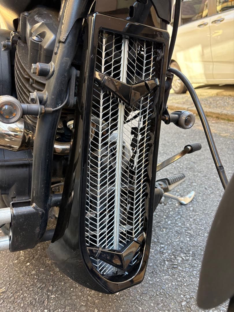 ドラッグスター フロントスポイラー アンダーカウル 黒 メッシュグリルカウル