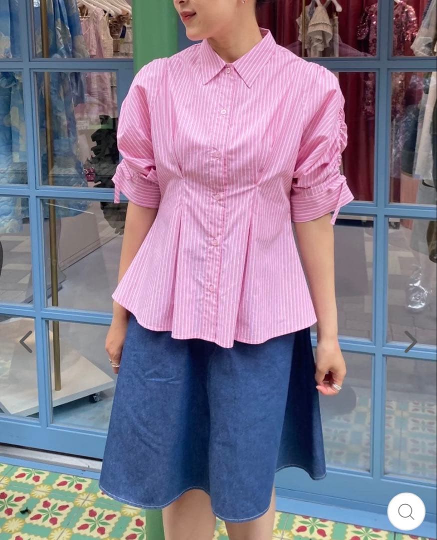 トップス POPPY CANDY PUFF STRIPE SHIRT (PINK)