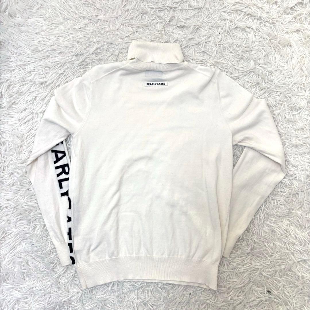 最新 パーリーゲイツ ニット タートルネック 白 ゴルフ ウェア ロゴ インナー