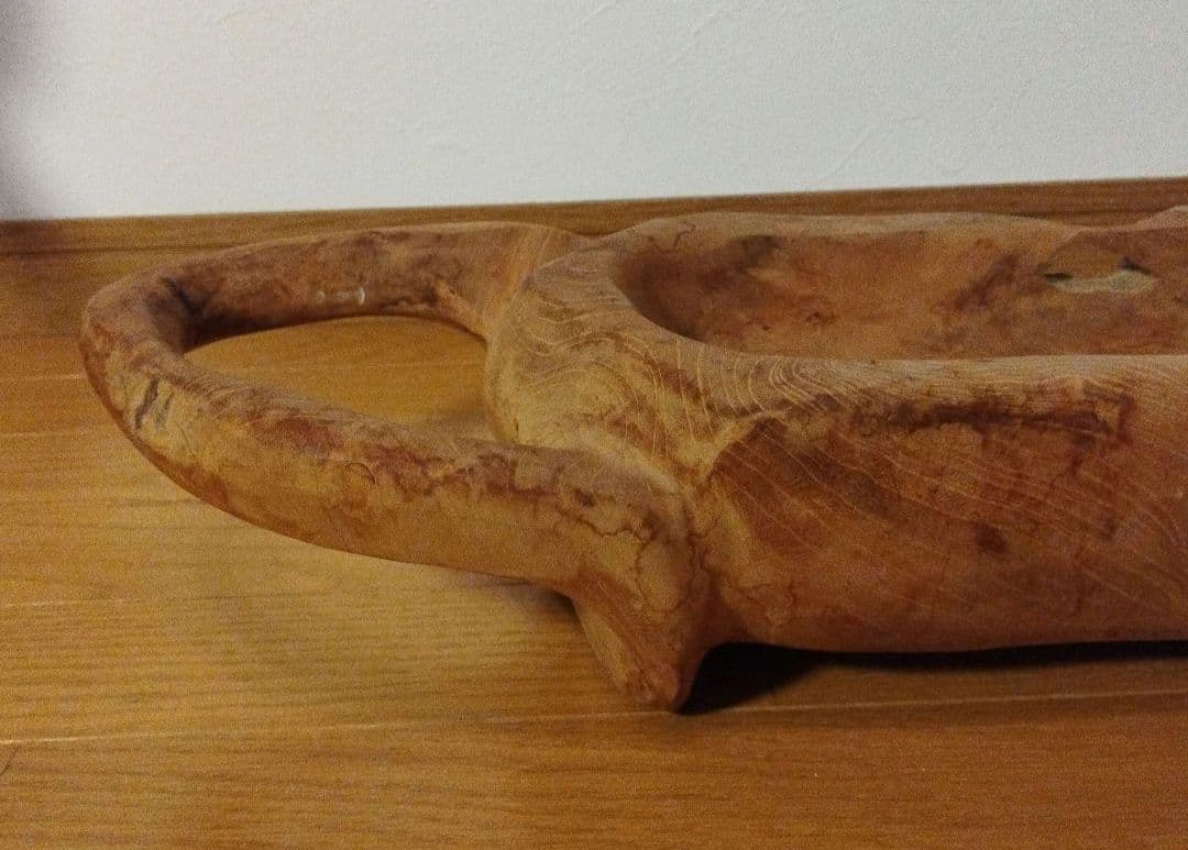 古木 皿 器 無垢 ヴィンテージ アンティーク 木製 大型 ハンドルバスケット