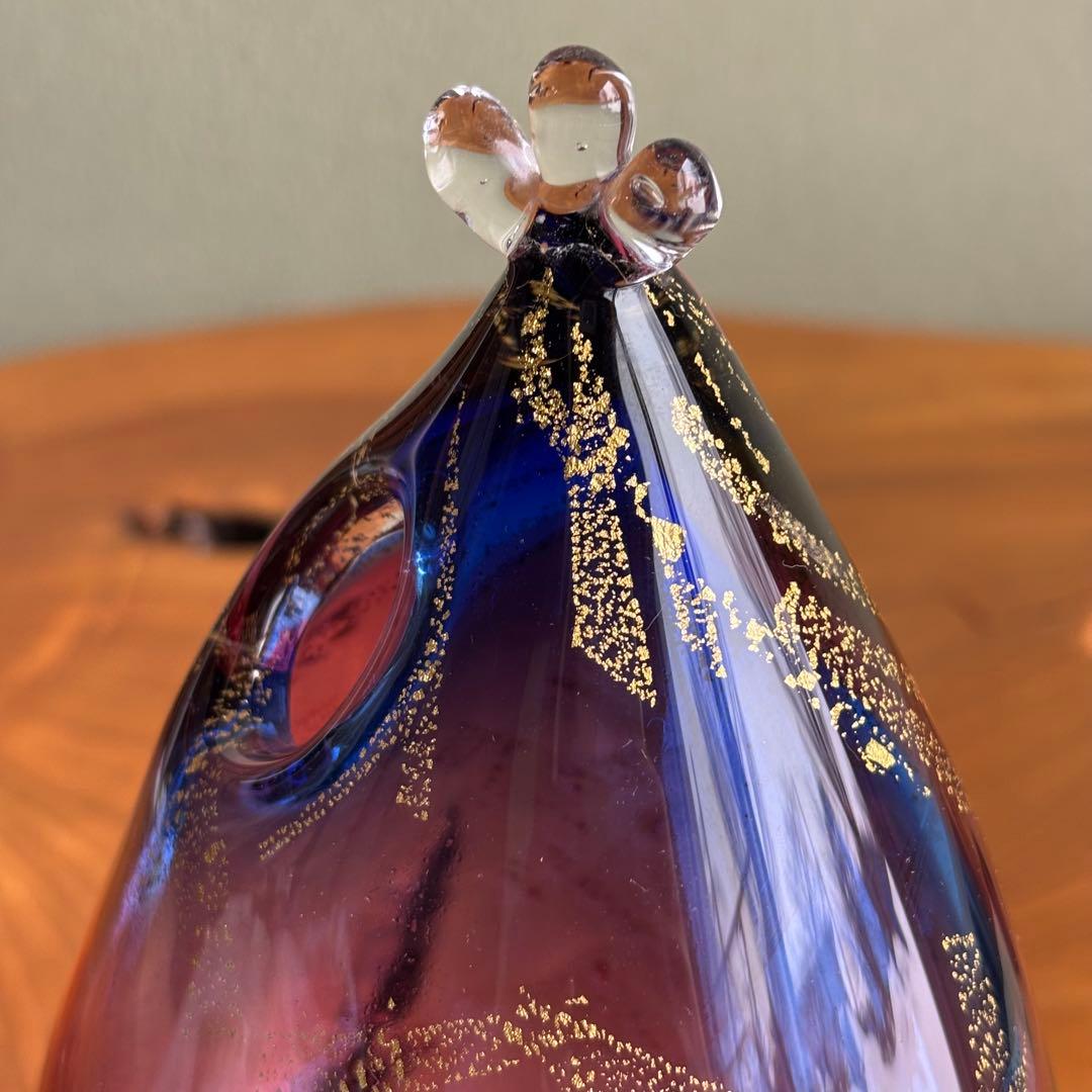 岸厚男 水模様の花器 フラワーベース ガラス 共箱