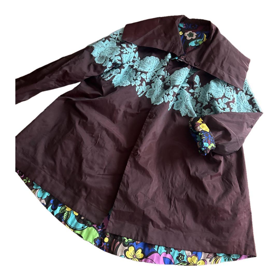 TOKUKO 1er VOL 花柄ロングコート Aラインコートリバーシブル