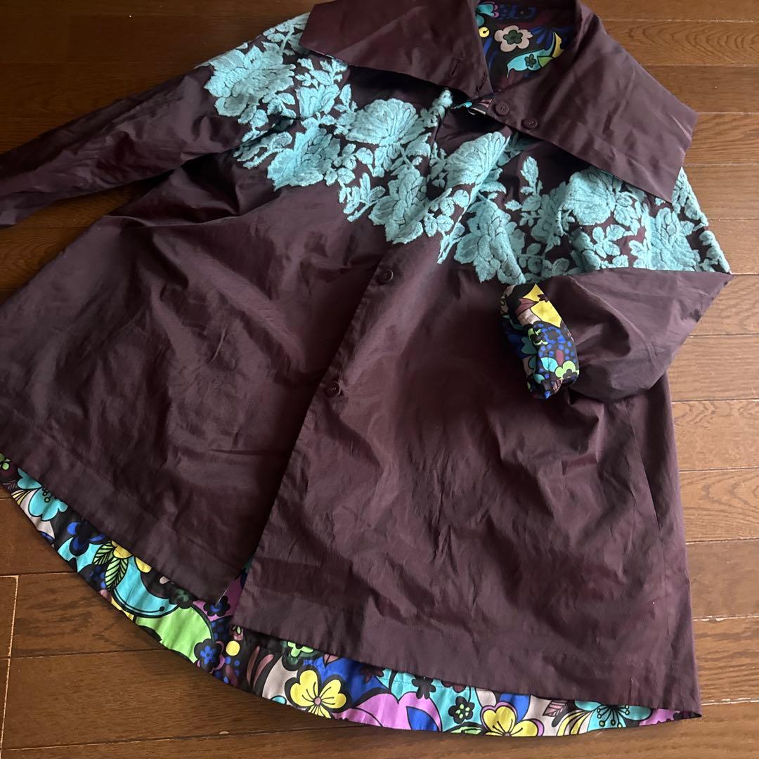 TOKUKO 1er VOL 花柄ロングコート Aラインコートリバーシブル