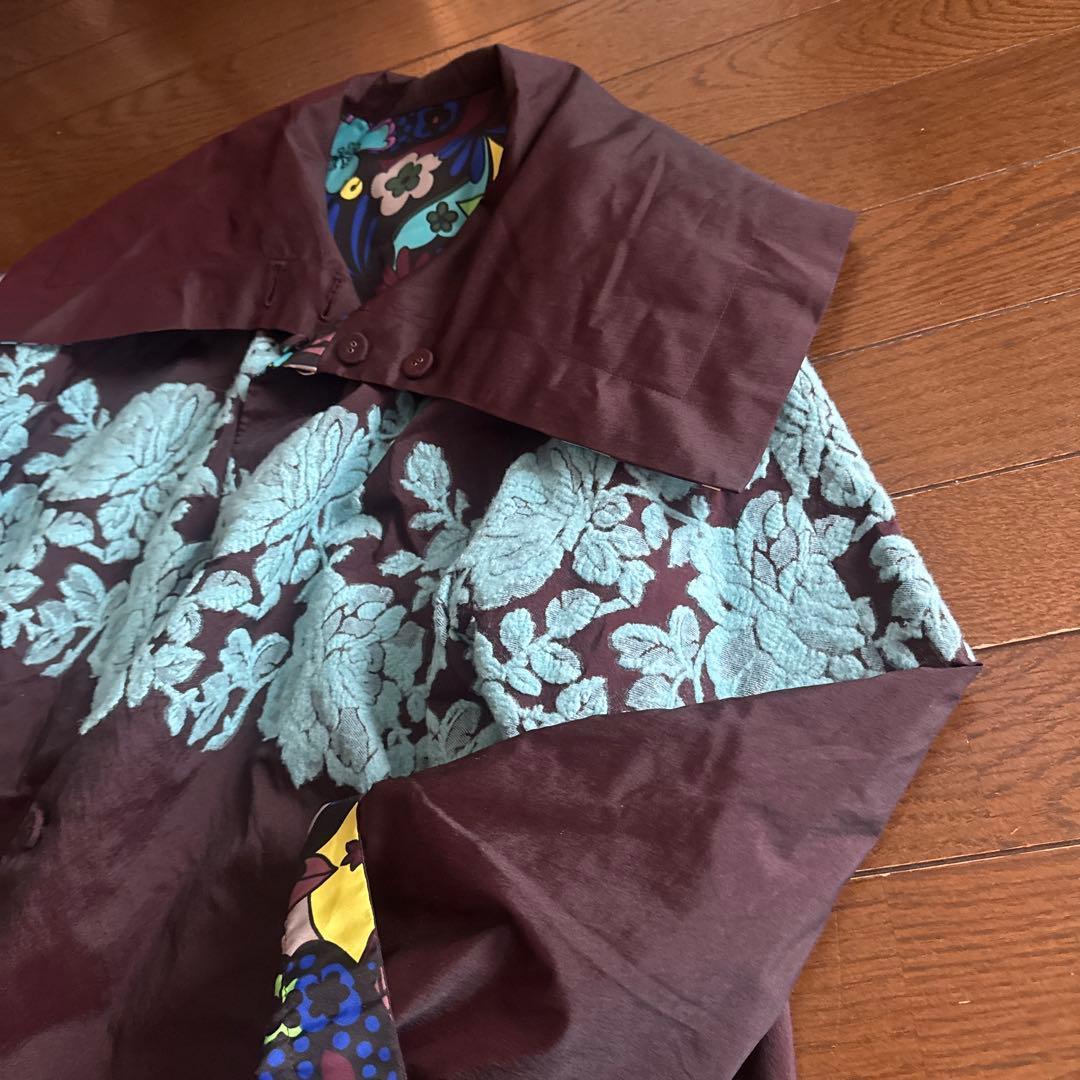 TOKUKO 1er VOL 花柄ロングコート Aラインコートリバーシブル