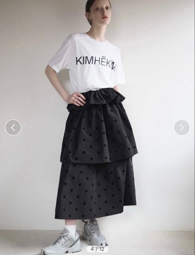 未使用amomma アモマ ボリューム フレア スカート ティアード ドット