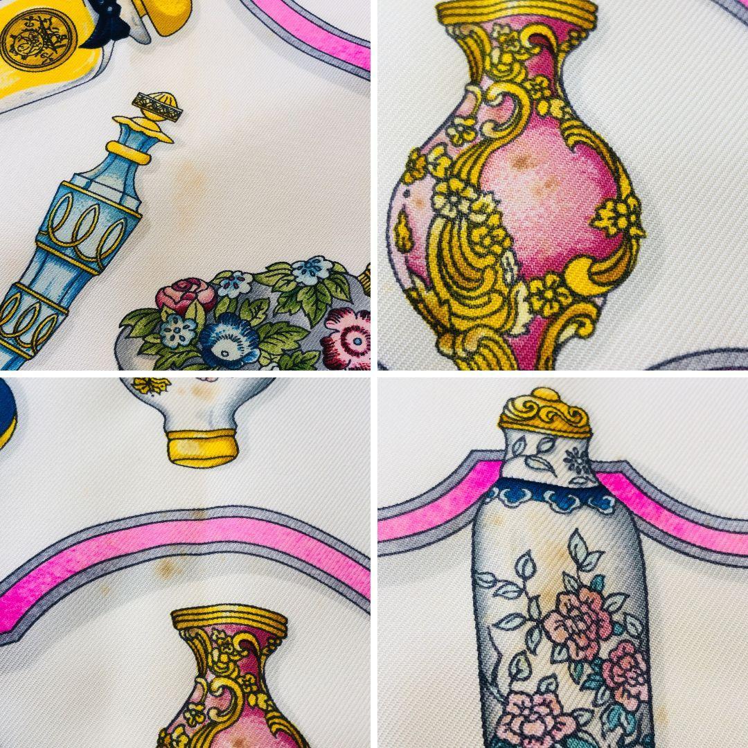 HERMES エルメス カレ90 香水瓶 ブルー系 スカーフ タグあり