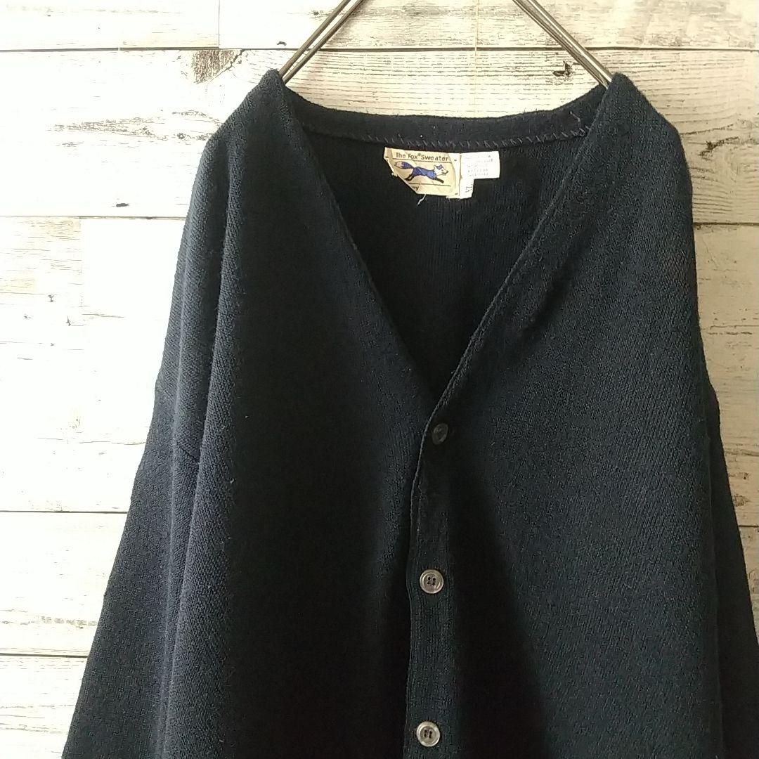 希少サイズ☆USA製 80s JCPenney アクリルカーディガン XL 紺