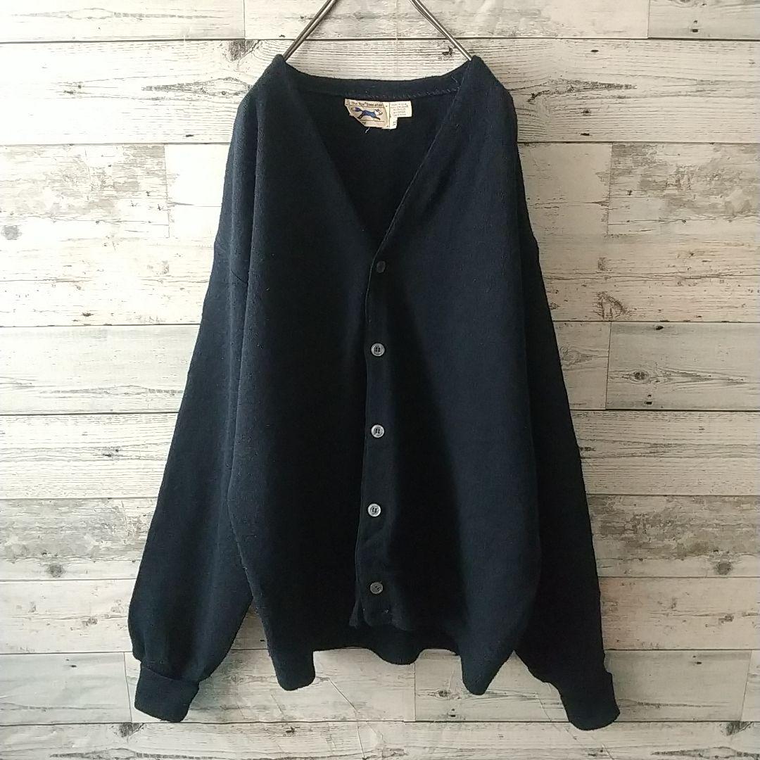 希少サイズ☆USA製 80s JCPenney アクリルカーディガン XL 紺